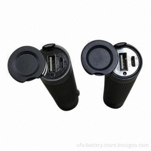 Portable mobile power banks with LED flashlight and red alarm lamp